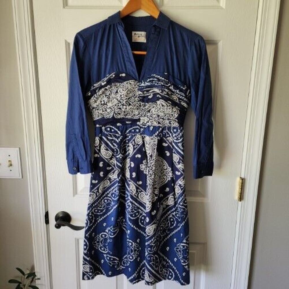 Holding Horses Anthroplogie blue bandana dress size 2